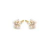 Simply Whispers Pearl & Crystal Flower Earrings New