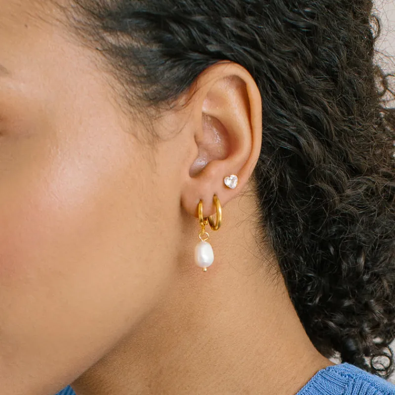 Simply Whispers Pearl Drop Huggie Hoops Hot