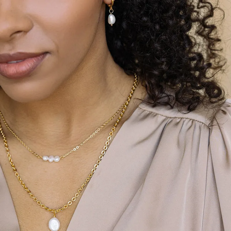 Simply Whispers Pearl Drop Huggie Hoops Hot