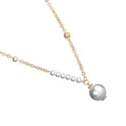 Simply Whispers Pearl Gold Bead Pendant Necklace Hot