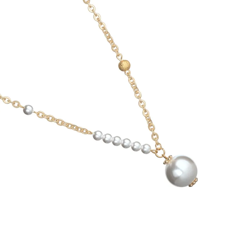 Simply Whispers Pearl Gold Bead Pendant Necklace Hot