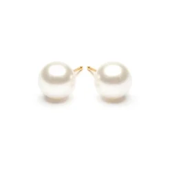 Simply Whispers Pearl Stud Earrings 7mm Gold Plated Outlet