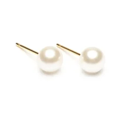 Simply Whispers Pearl Stud Earrings 6mm Gold Plated New