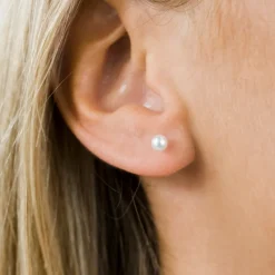 Simply Whispers Pearl Stud Earrings 4mm Gold Plated Online