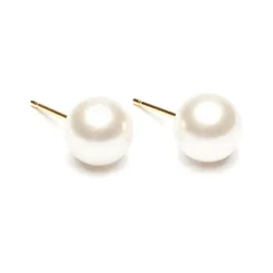 Simply Whispers Pearl Stud Earrings 8mm Gold Plated Best