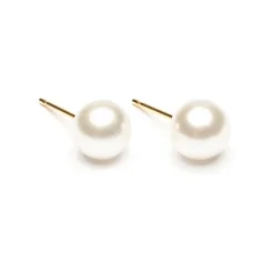 Simply Whispers Pearl Stud Earrings 7mm Gold Plated Outlet