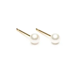 Simply Whispers Pearl Stud Earrings 4mm Gold Plated Online