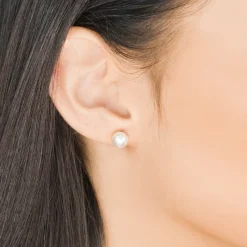 Simply Whispers Pearl Stud Earrings 7mm Gold Plated Outlet