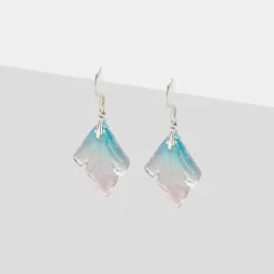Simply Whispers Pink & Blue Leaf Earrings Hot