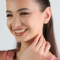 Simply Whispers Pink Crystal Stud Earrings Gold Plated Sale