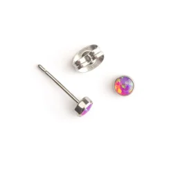 Simply Whispers Pink Opal Titanium Stud Earrings Fashion