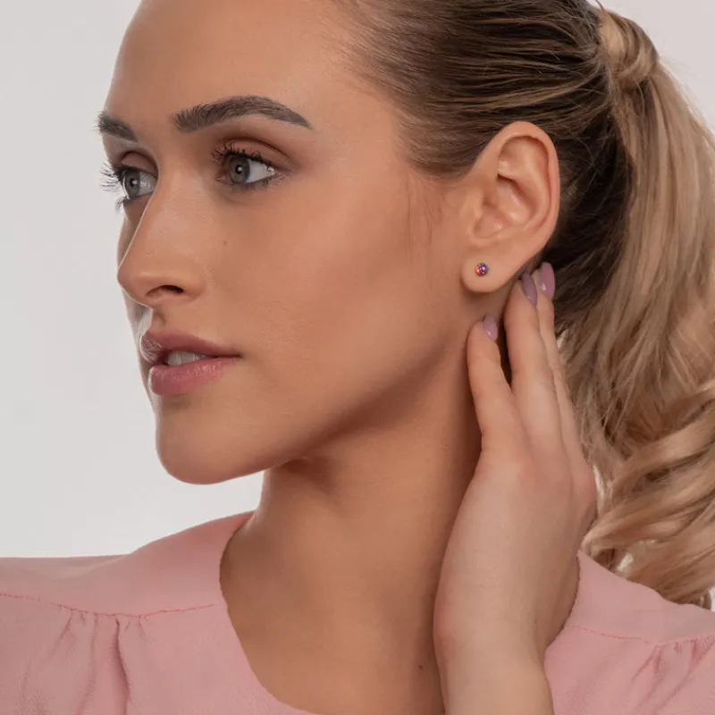 Simply Whispers Pink Opal Titanium Stud Earrings Fashion