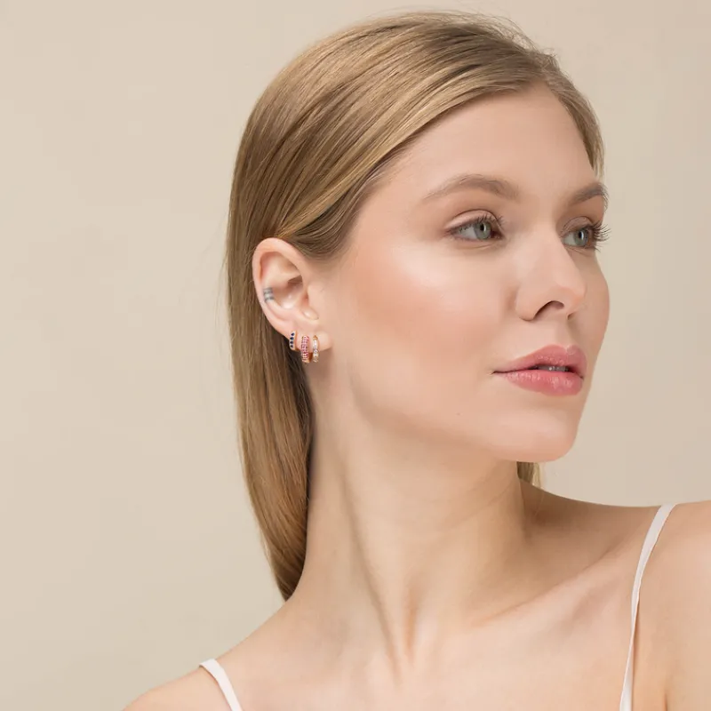 Simply Whispers Pink Pave Huggie Earrings Hot