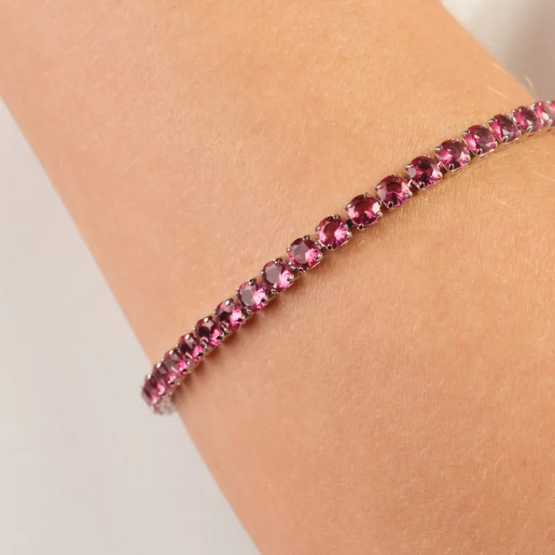 Simply Whispers Pink Round Zirconia Tennis Bracelet Outlet