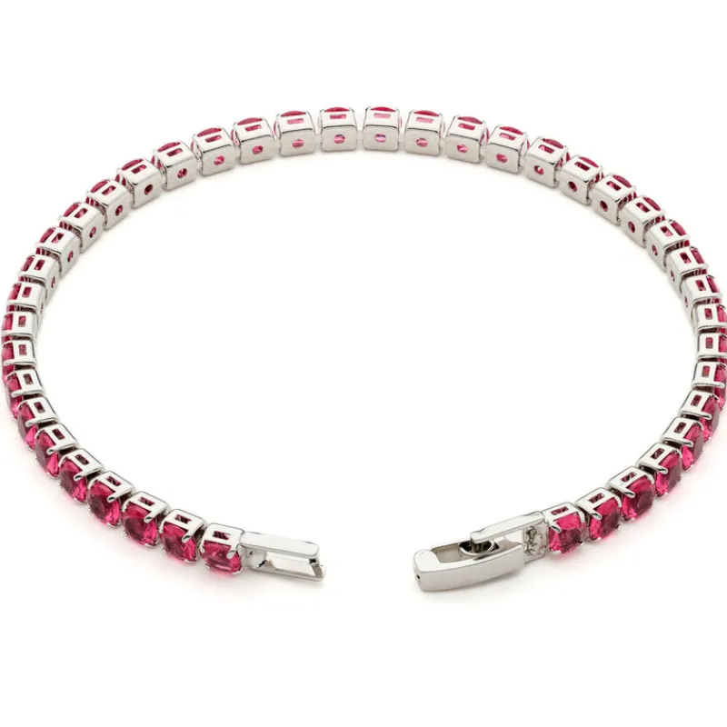 Simply Whispers Pink Round Zirconia Tennis Bracelet Outlet