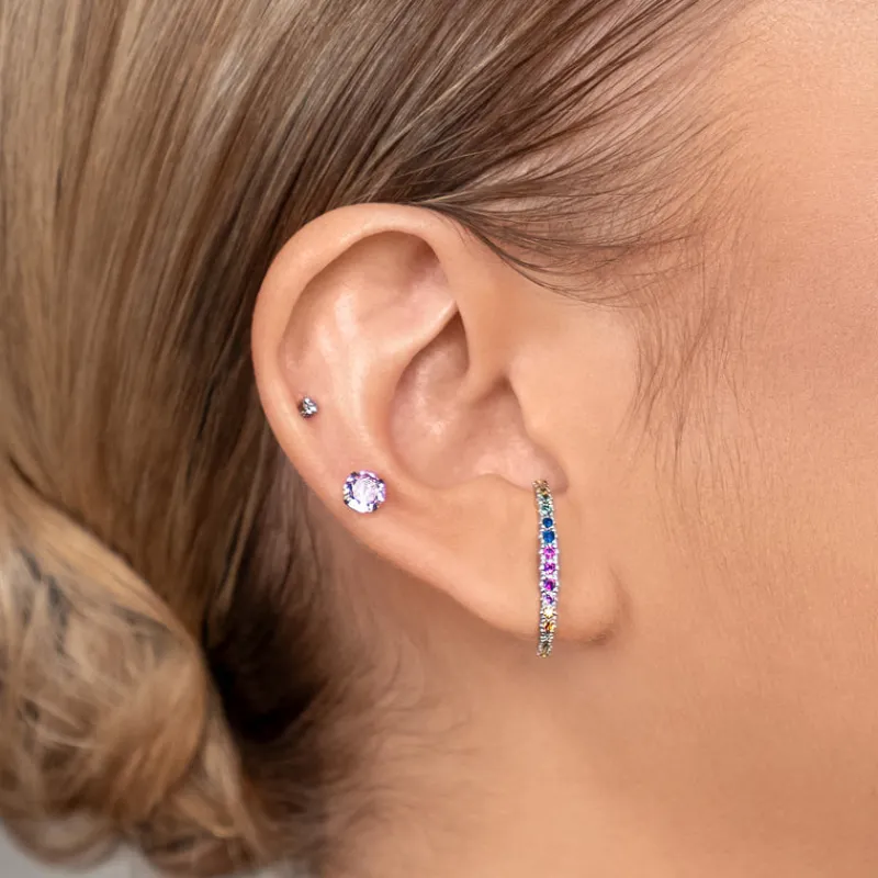 Simply Whispers Pink Zirconia Titanium Stud Earrings Hot