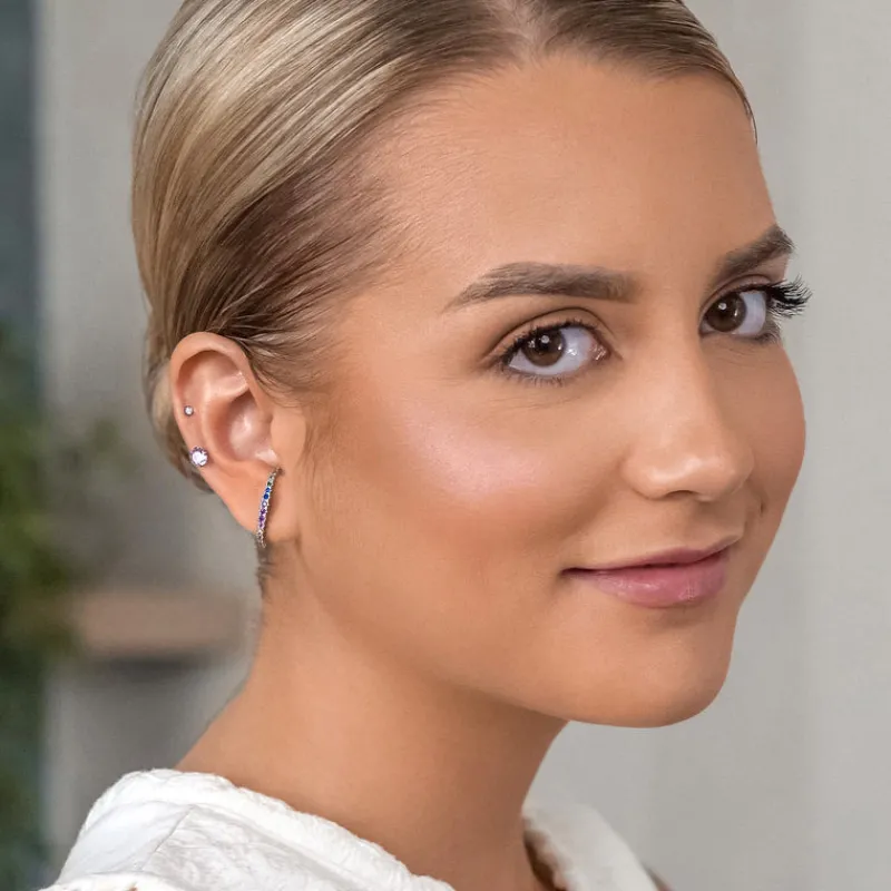 Simply Whispers Pink Zirconia Titanium Stud Earrings Hot