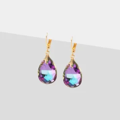 Simply Whispers Purple & Blue Crystal Gold Earrings Online