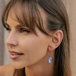 Simply Whispers Purple & Blue Crystal Gold Earrings Online