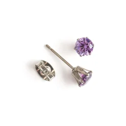 Simply Whispers Purple Crystal Titanium Stud Earrings Discount