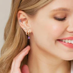 Simply Whispers Purple Drop Huggie Hoops Online