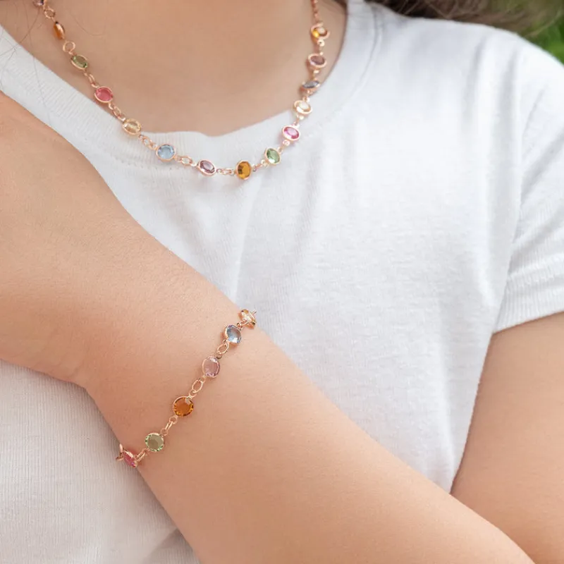 Simply Whispers Rainbow Crystal Rose Gold Plated Bracelet Sale