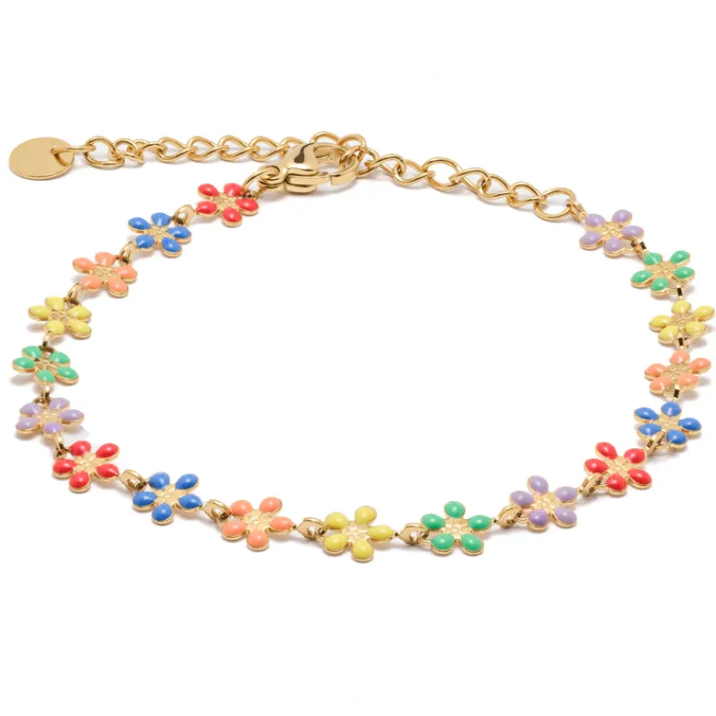Simply Whispers Rainbow Flowers Gold Bracelet Discount