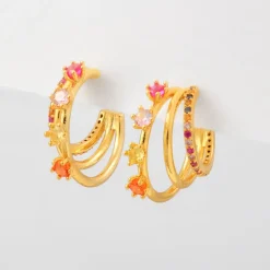Simply Whispers Rainbow Gold Huggie Hoops Outlet