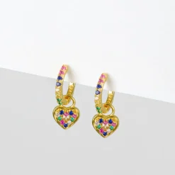 Simply Whispers Rainbow Heart Charm Huggie Hoops Hot
