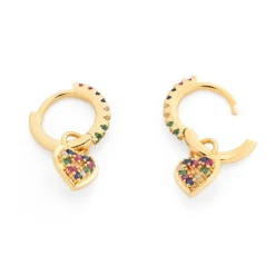 Simply Whispers Rainbow Heart Charm Huggie Hoops Hot