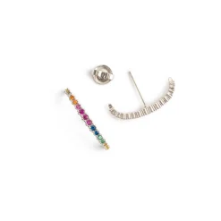 Simply Whispers Rainbow Pave Silver Ear Cuff Clearance