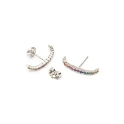 Simply Whispers Rainbow Pave Silver Ear Cuff Clearance