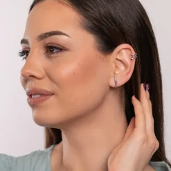 Simply Whispers Rainbow Pave Silver Ear Cuff Clearance