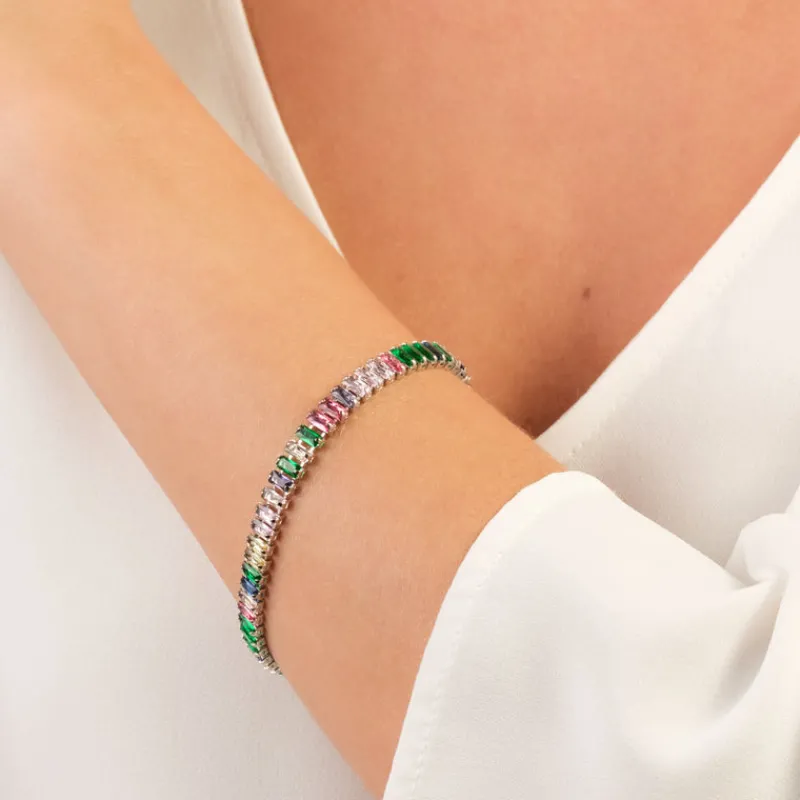 Simply Whispers Rainbow Zirconia Tennis Bracelet Fashion