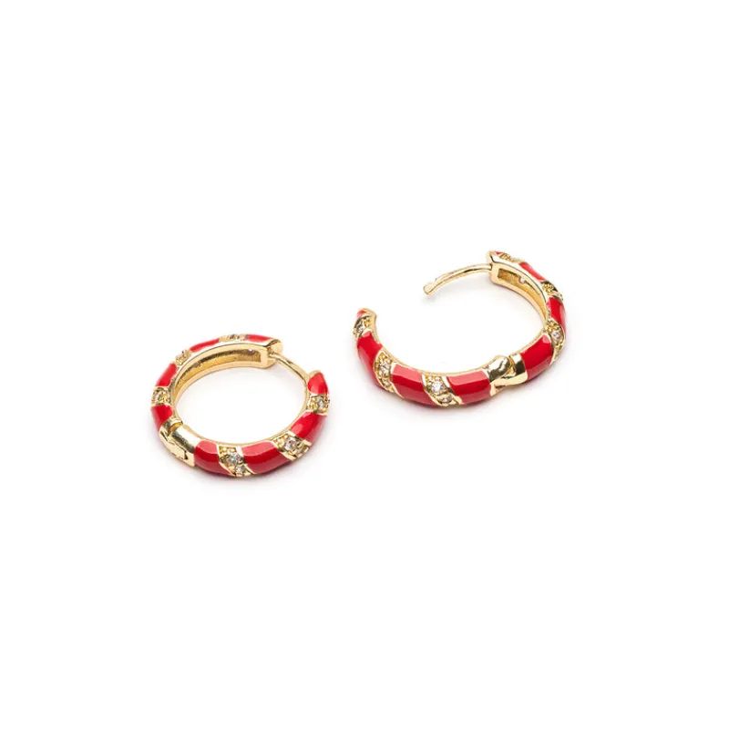 Simply Whispers Red & Crystal Enamel Huggie Hoops Clearance