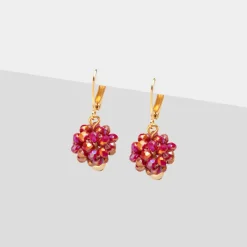 Simply Whispers Red Bead Gold Earrings Discount
