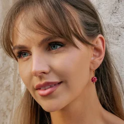 Simply Whispers Red Bead Gold Earrings Discount