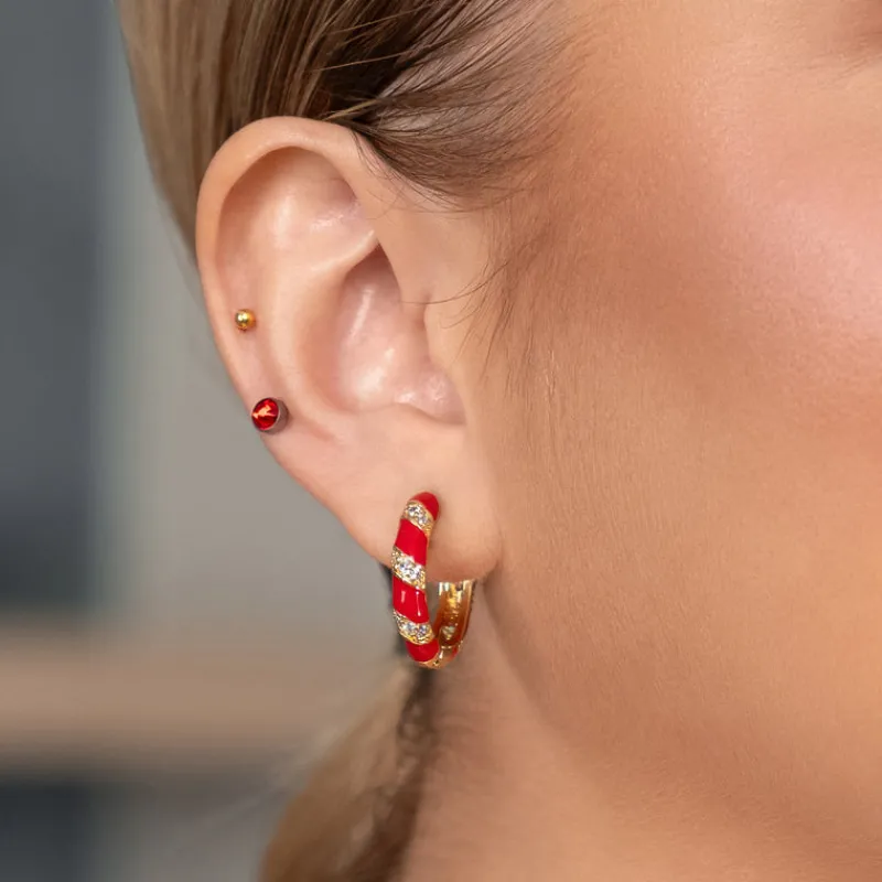 Simply Whispers Red Bezel Titanium Stud Earrings Outlet