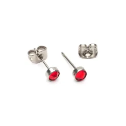 Simply Whispers Red Bezel Titanium Stud Earrings Outlet
