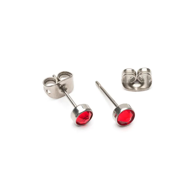 Simply Whispers Red Bezel Titanium Stud Earrings Outlet
