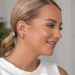 Simply Whispers Red Bezel Titanium Stud Earrings Outlet
