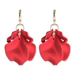 Simply Whispers Red Carnation Dangle Earrings Fashion