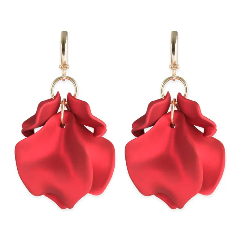 Simply Whispers Red Carnation Dangle Earrings Fashion