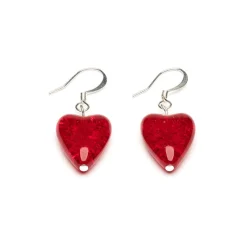 Simply Whispers Red Crackle Glass Heart Earrings Online