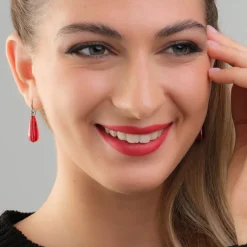 Simply Whispers Red Lantern Niobium French Hook Earrings Fashion