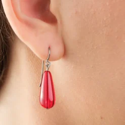 Simply Whispers Red Lantern Niobium French Hook Earrings Fashion