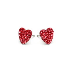 Simply Whispers Red Pave Heart Stud Earrings Stainless Steel Online
