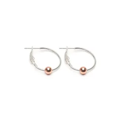 Simply Whispers Rose Gold Bead Hoop Earrings Fashion