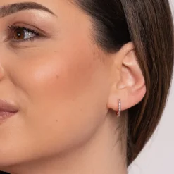 Simply Whispers Rose Gold Pave Huggie Hoops Fashion