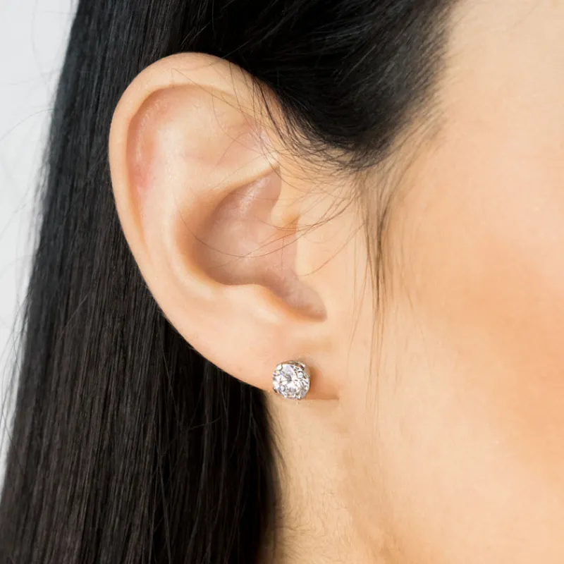 Simply Whispers Round Crystal 6mm Stud Earrings Clearance